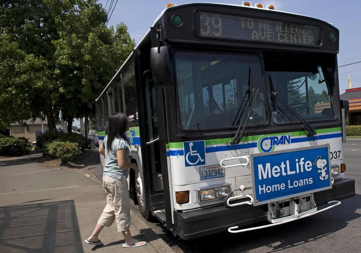 C-Tran's Route 39 bus stops on East Fourth Plain Boulevard East of Fort Vancouver Way on Aug. 4, 2009.