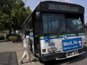 C-Tran's Route 39 bus stops on East Fourth Plain Boulevard East of Fort Vancouver Way on August 4, 2009.