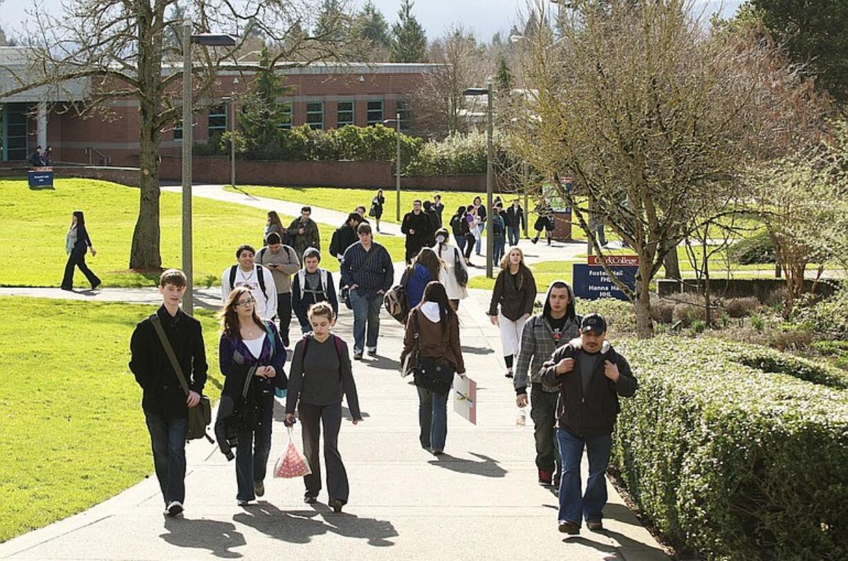 Students go about their daily routines at Clark College on Tuesday.