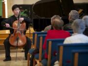 Richard Lu, 15, a sophomore at Skyview High School, plays Cello Concerto in C major (Haydn) at the Vancouver Symphony Orchestra's 20th Young Artists Competition at Trinity Lutheran Church, Sunday, February 16, 2014.