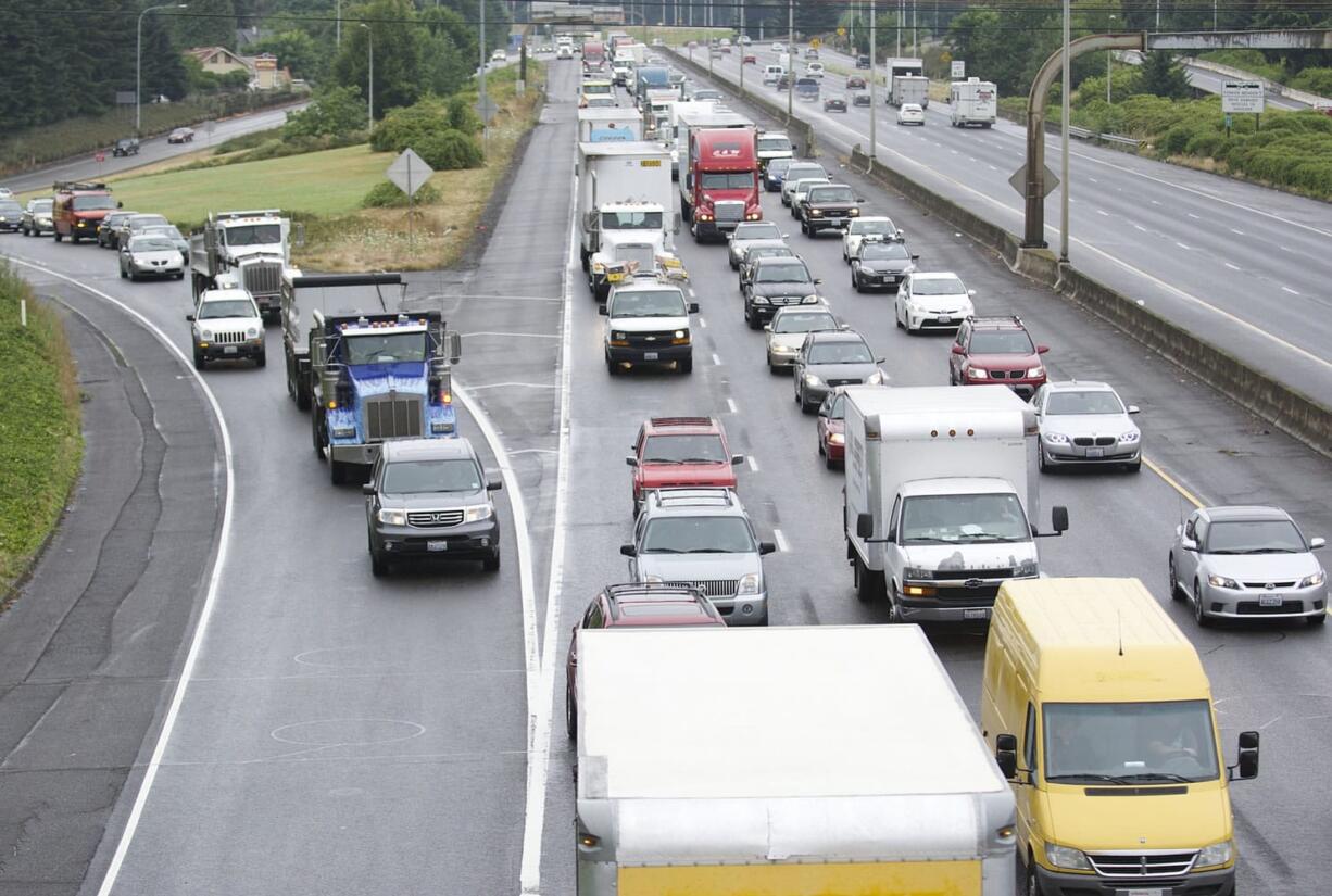 Traffic on Interstate 5 southbound is backed up after an Oregon crash clogged metro area roads on Tuesday.