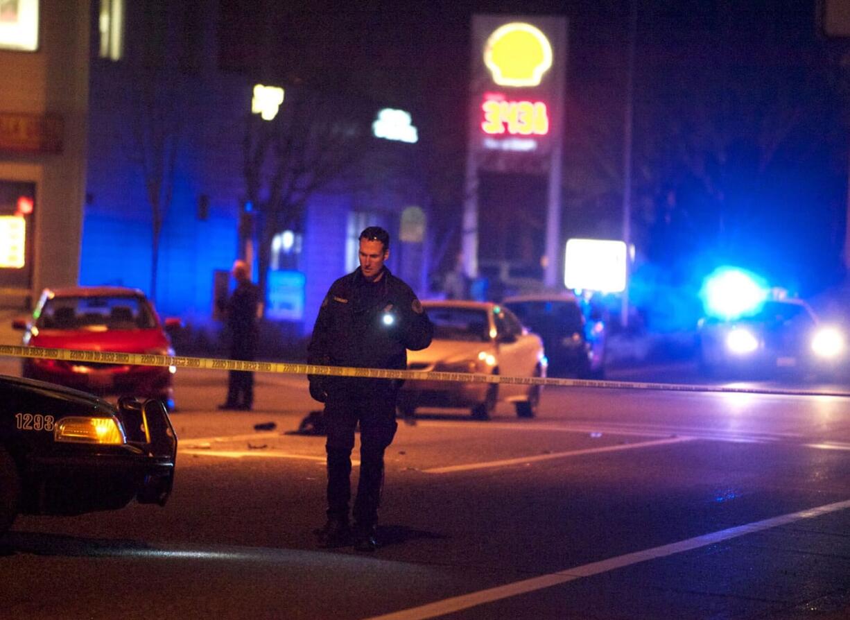 Police investigate a fatal collision between a vehicle and a pedestrian at Vancouver Mall Drive and Northeast 72nd Avenue on  Jan.