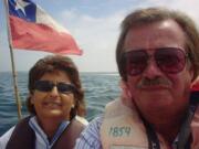 Chilean native Victoria Elena and newcomer Ed Delph - husband and wife - explore Chile's Humboldt Current Regional Park in 2003.