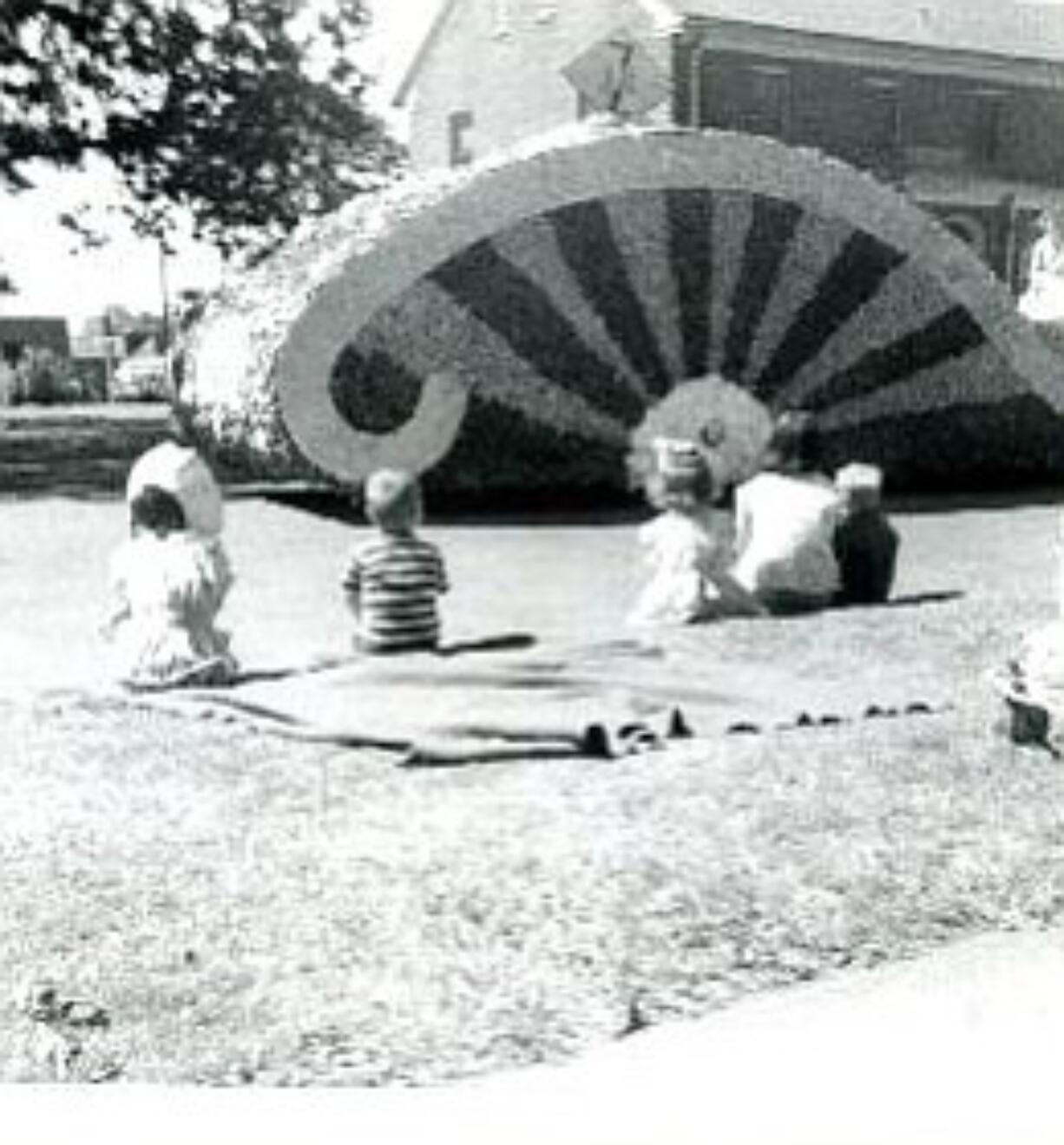 Watching a parade in the barracks.