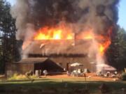 A fire destroyed a house in rural east Clark County on Wednesday morning.