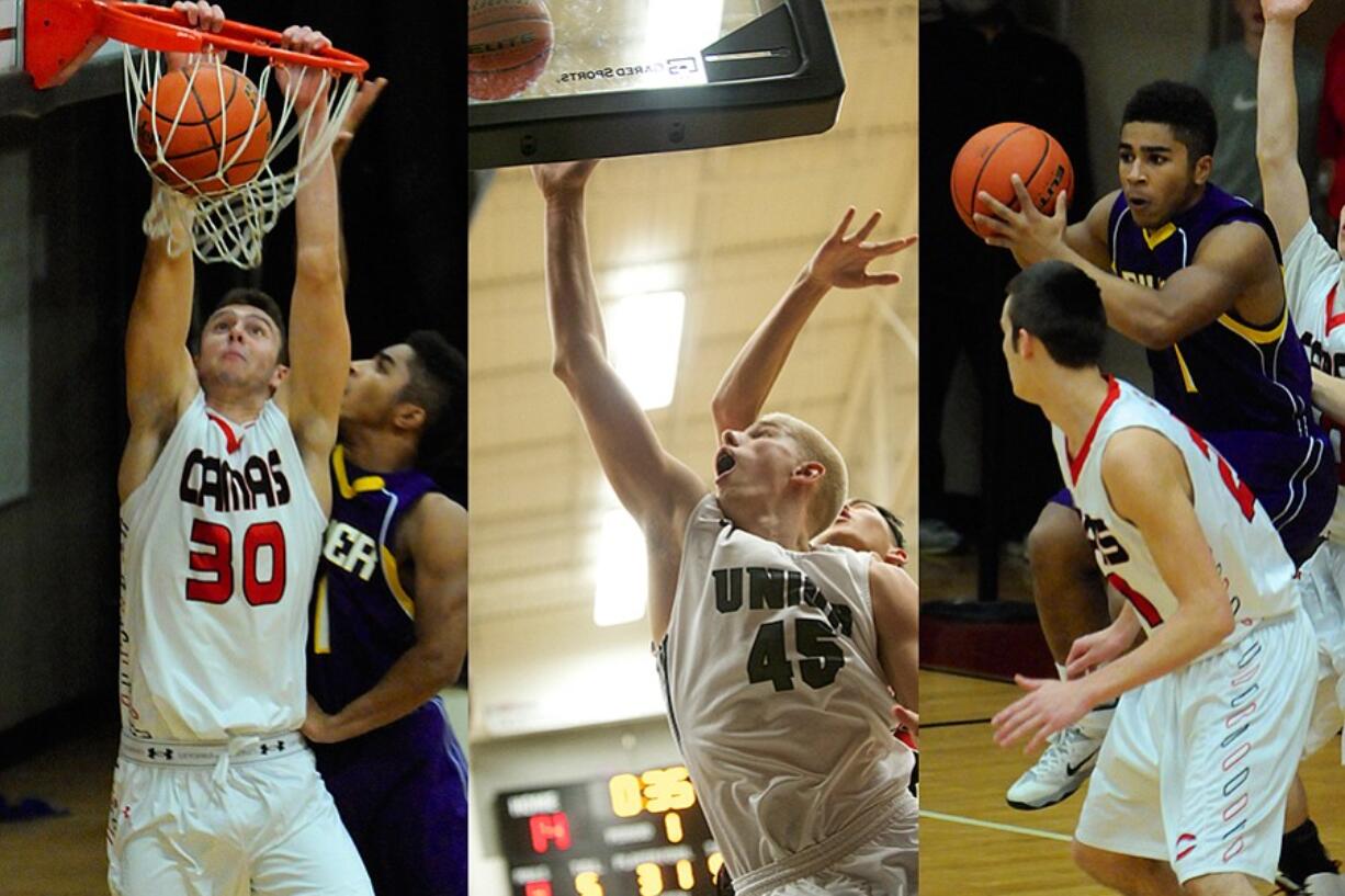 Camas' Trevor Jasinsky, Union's Stephan Ammentorp, Columbia River's Nathan Hawthorne