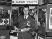 LTC Allan Jeska with 104th Division Marksmanship Trophies won by Division Rifle and Pistol Teams (Circa 1970's)