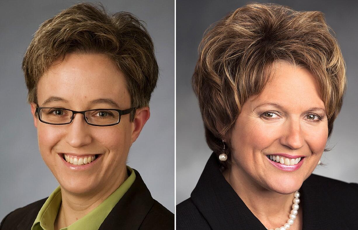 Oregon House Speaker Tina Kotek, D-Portland, left, and Washington Rep.