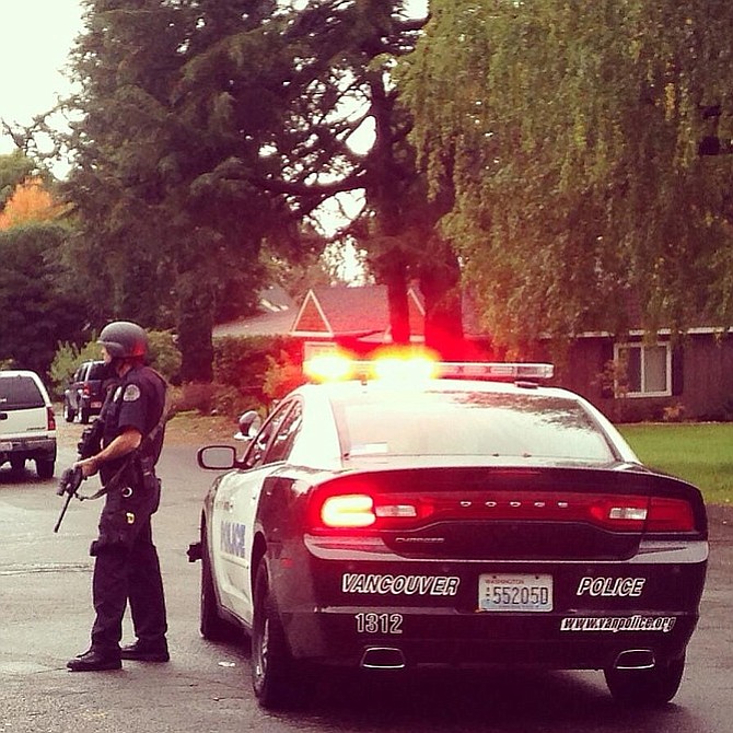 Police seal off the area near Blandford Canyon as a manhunt ensues for a shooting suspect on Oct.