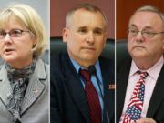 Clark County Councilors Jeanne Stewart, from left, David Madore and Tom Mielke