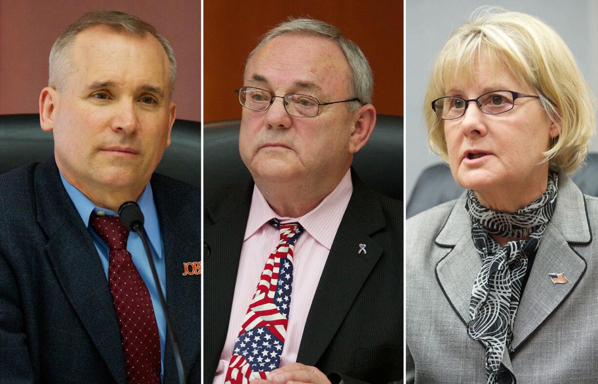 Clark County Councilors David Madore, from left, Tom Mielke, and  Jeanne Stewart