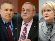 Clark County Councilors David Madore, from left, Tom Mielke, and  Jeanne Stewart