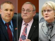 Clark County Councilors David Madore, from left, Tom Mielke, and  Jeanne Stewart.