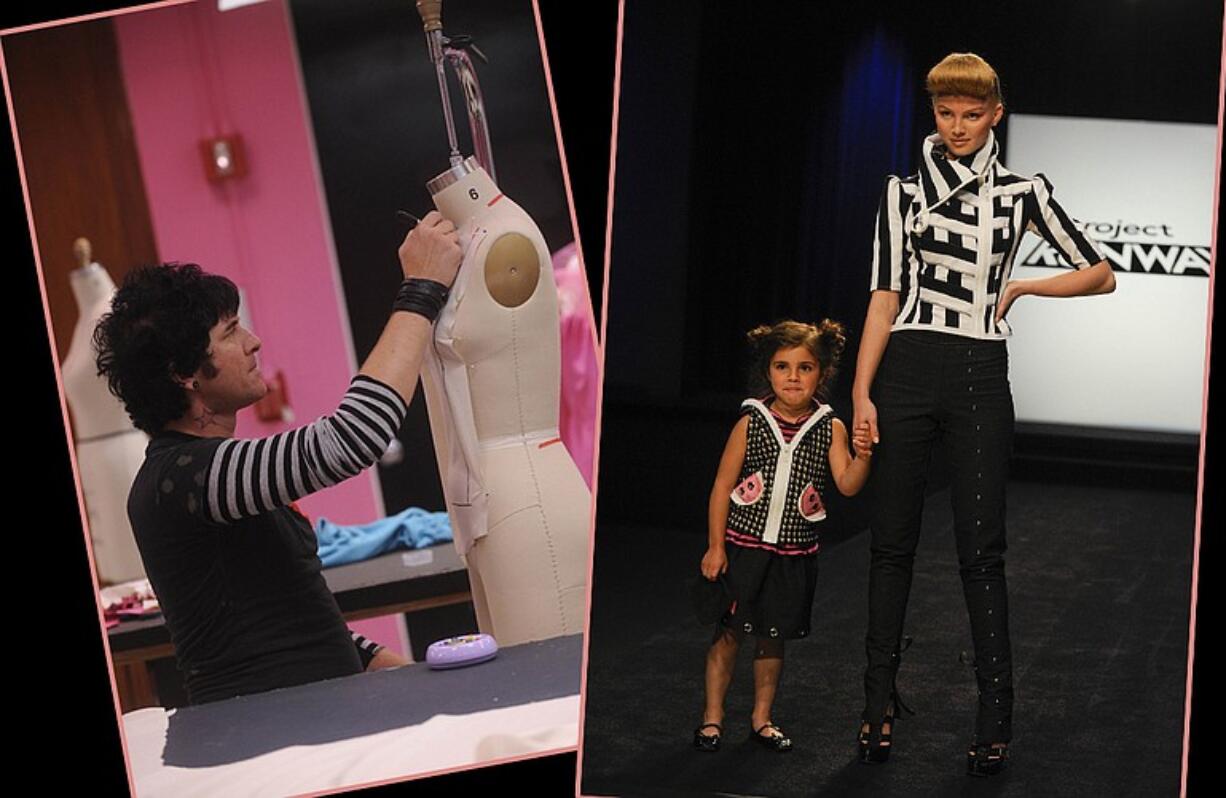 Vancouver designer SethAaron Henderson, left, works on his garment for the kids challenge, at right, on Thursday's episode of &quot;Project Runway.&quot;