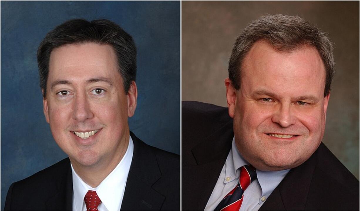 Candidates for Clark County prosecutor are Tony Golik, left, and Brent Boger.