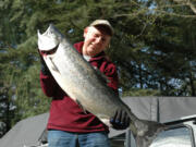 Dick Borneman of Vancouver with a 29-pound spring chinook caught in 2010 near Caterpillar Island.