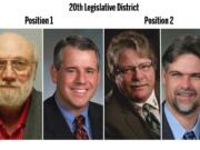 20th Legislative District, Position 1: Michael Savoca, left, and Rep. Richard DeBolt. Position 2: John Morgan, left, and Rep.