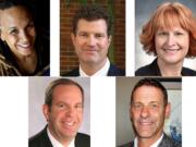 Clark County judicial appointee applicants, clockwise from top left, Senior Deputy Prosecutor Camara Banfield, Chief Deputy Prosecutor John Fairgrieve, attorney Denise Lukins, attorney Christopher Ramsay and attorney Bob Vukanovich.