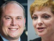 Eric LaBrant, left, and Lisa Ross are leading in first returns for the Port of Vancouver commissioner seat.