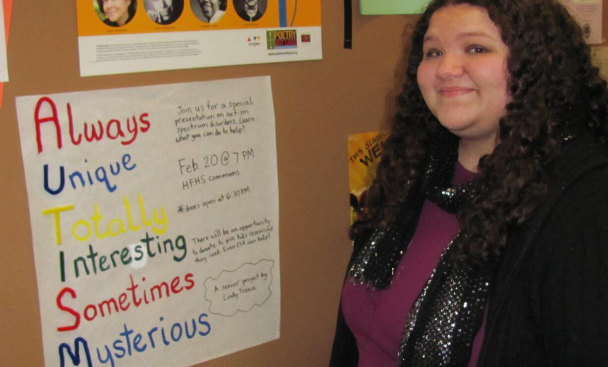 Hayes Freedom High School senior Lindy Treece will share her experiences with autism, and promote acceptance for those with the condition, at a presentation Thursday.