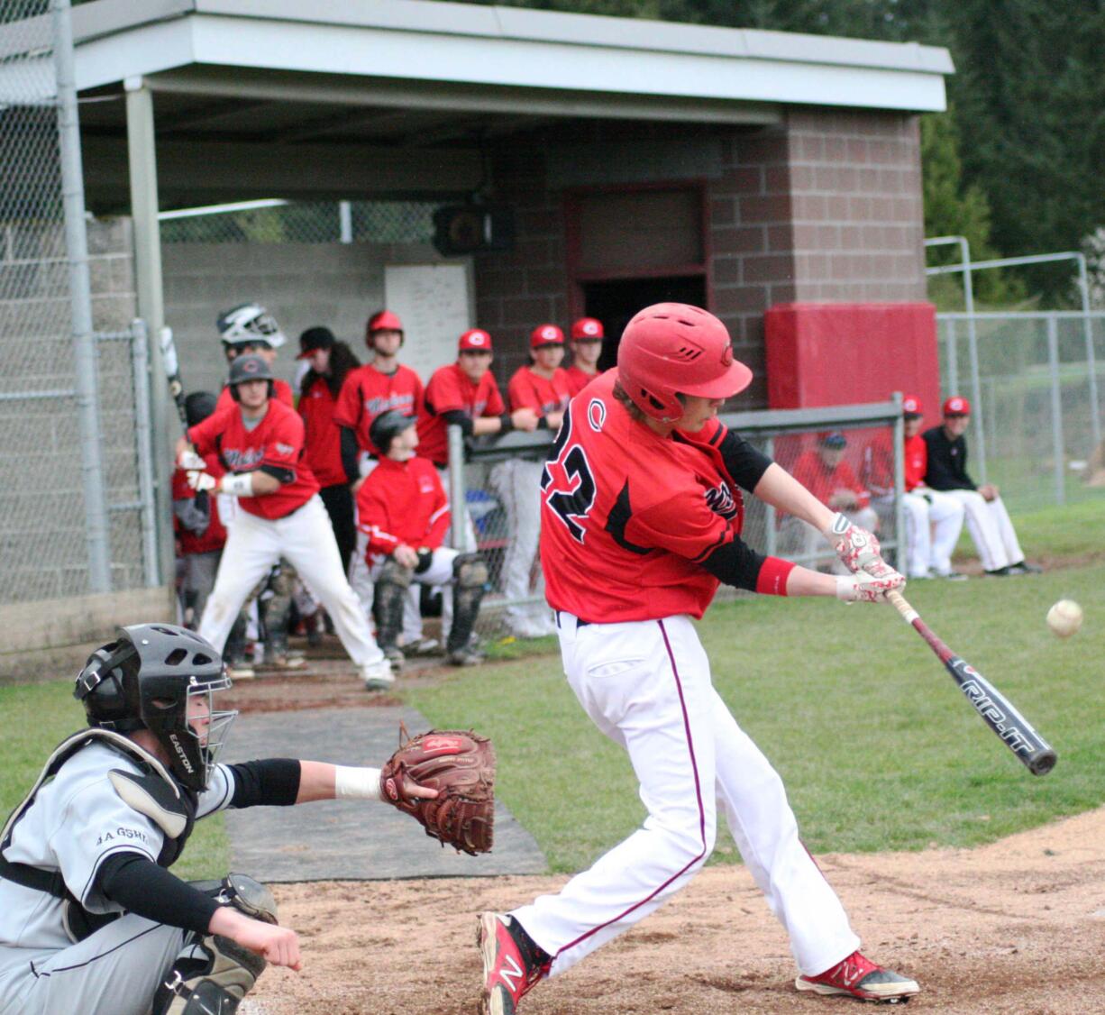 Sam Jones delivered a 2-run double to help the Papermaker baseball team beat Heritage 4-0 Wednesday, at Camas High School.