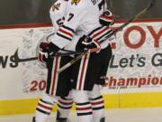 Portland Winterhawks Paul Bittner (7) has scored three goals in the first two games against Edmonton. He was named the WHL player of the week.