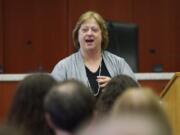 Clark County Superior Court candidate Josephine Townsend speaks at a a judicial forum July 16, 2012, at the Clark County Public Service Center.