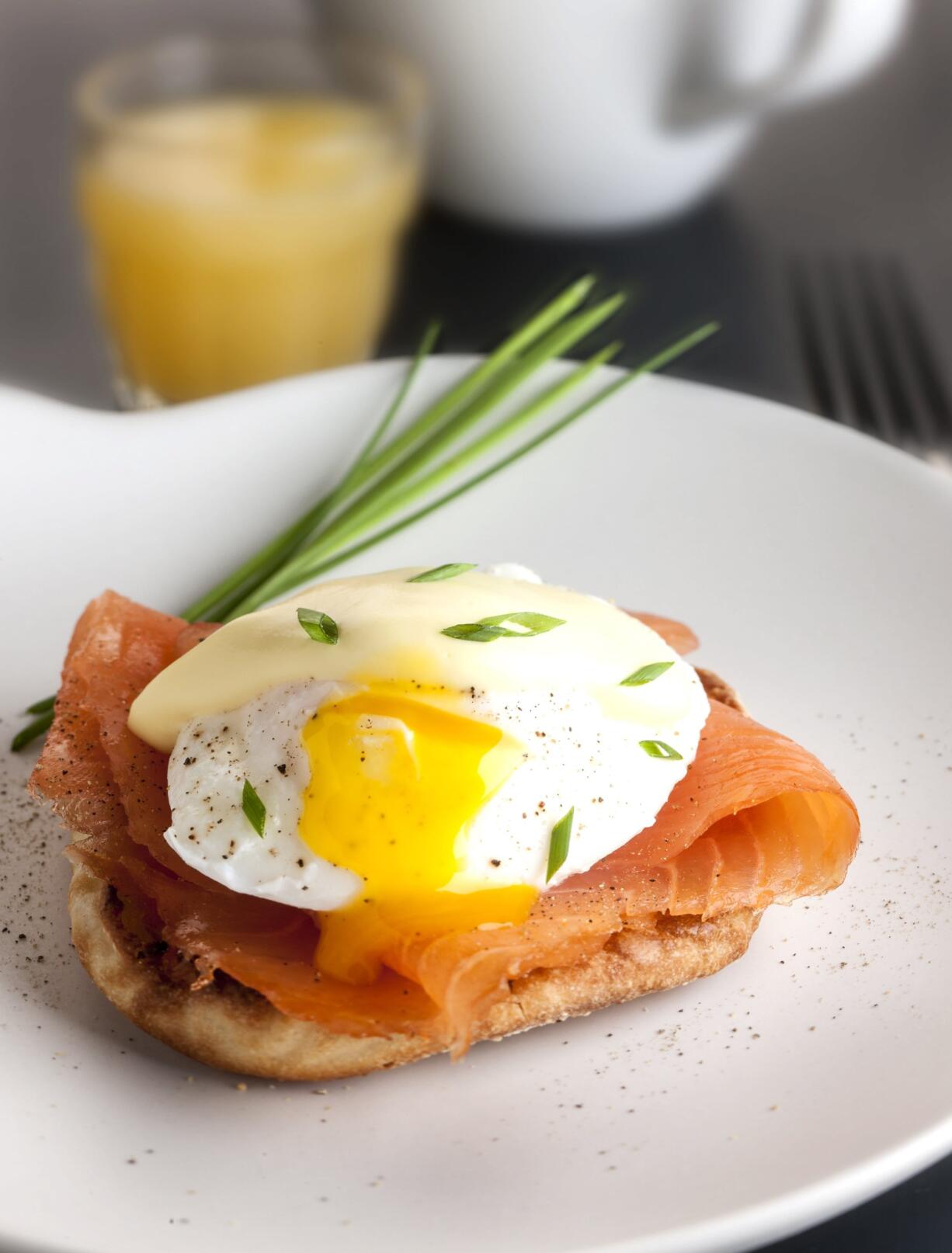 A poached egg topping smoked salmon Benedict is a showstopper.