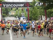 Runners start the 2013 Vancouver USA Marathon.