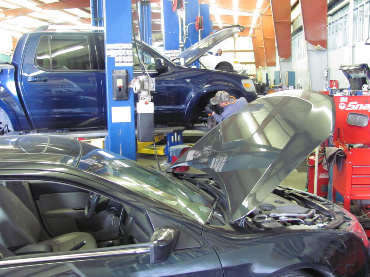 There are 15 bays in the new Westlie Ford service department in Washougal, with plans to add seven more. The former shop in downtown Camas had nine stalls. In addition to the parts and service departments, the business administrative offices have moved to the car dealership's location near state Route 14. The transition has gone well so far, according to Ryan Dickerson, one of the company's owners.