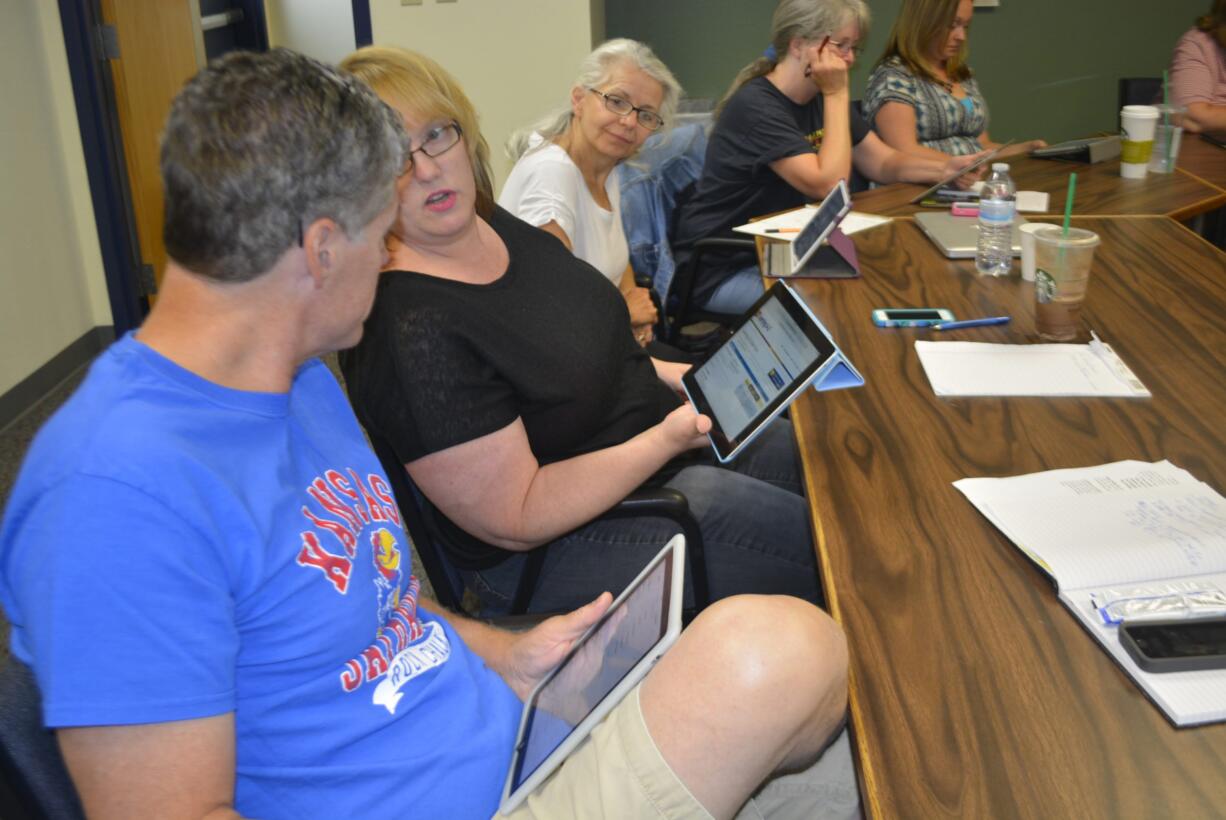 Washougal School District teachers participate in an iPad training last week.