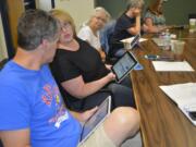 Washougal School District teachers participate in an iPad training last week.