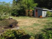 This image taken on Thursday, Sept. 13, 2012 shows a moisture-starved lawn near Seattle that exhibits stress after a month without rain in Langley, Wash. Dead areas not repaired in the fall will likely be replaced by weeds the following summer.