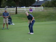 Skyview's Jackson Guffey narrowly misses a birdie putt on the ninth hole Tuesday at Tri-Mountain Golf Course.