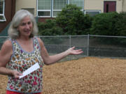 Lisa Young, early learning technician for Washougal Community Education, is excited about a new preschool playground being installed on the Hathaway Elementary School campus. It was funded through a collaboration with Educational Opportunities for Children and Families, and with a grant from the Norman C.