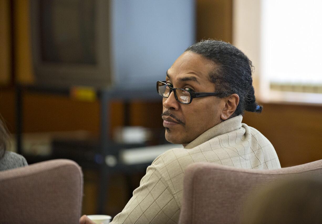 Defendant Thomas Jefferson Keyes listens during trial Tuesday afternoon, Sept. 1, 2015 at the Clark County Courthouse.