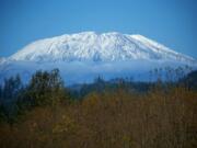 Mount St. Helens reveals itself off of Northeast Lewisville Highway and 299th Street in Battle Ground in 2012.