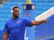 Buffalo Bills running back Fred Jackson walks on the field before a preseason NFL football game against the Pittsburgh Steelers on Saturday, Aug. 29, 2015, in Orchard Park, N.Y.