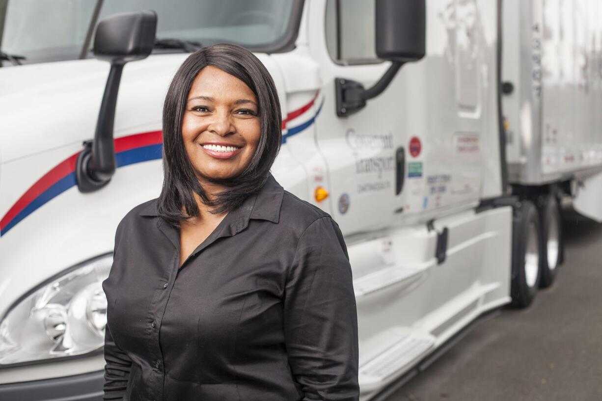 Wyzeena Heeny drives trucks for Covenant Transportation Group Inc. of Chattanooga, Tenn. Whether measuring accidents, inspections or compliance issues, women drivers are outperforming males, according to one trucking company executive. Illustrates TRUCKERS-WOMEN (category a) by Thomas Black (c) 2015, Bloomberg News. Moving Saturday, Sept.