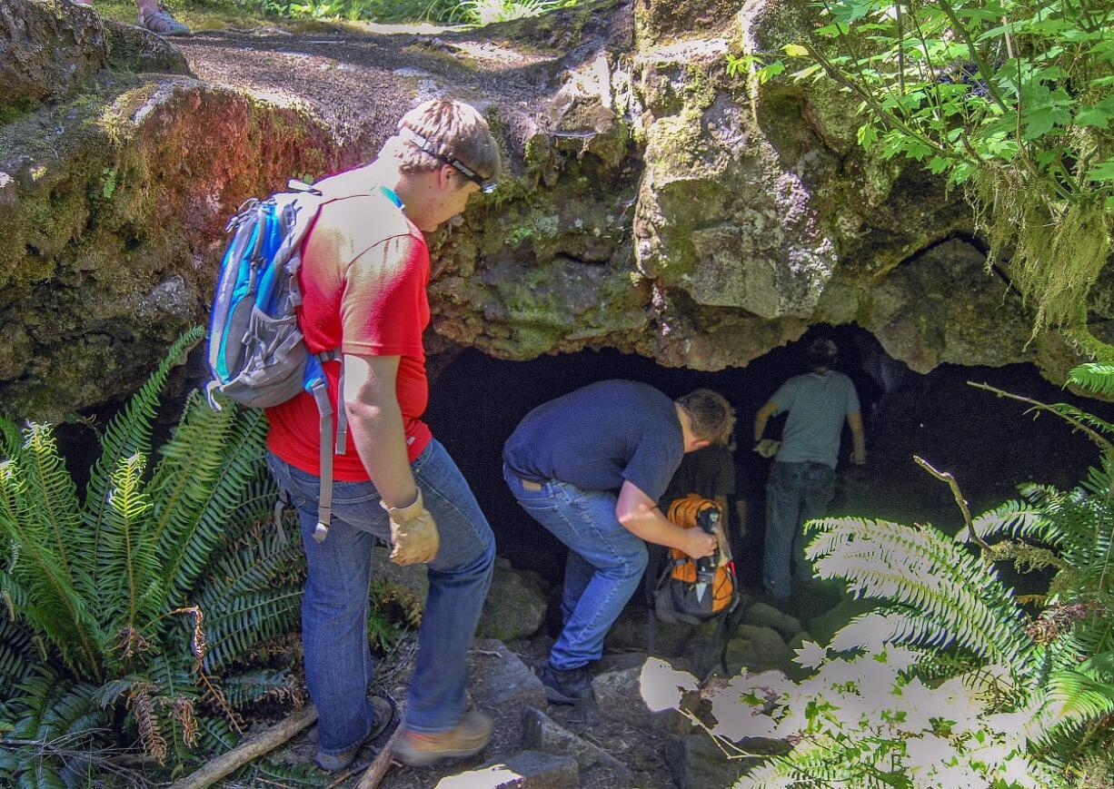 The entrance to Lake Cave isn't marked but a well-trodden trail leads to it.