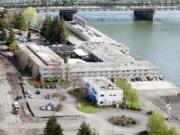 Aerial of the former Red Lion Hotel Vancouver at the Quay in Vancouver in March.