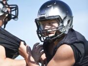 Union's Tate Nelson practices at UHS on Thursday August 21, 2014.