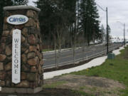 New monument-style markers were recently installed at the Northwest 38th Avenue entrance to Camas, not far from the site where a new multi-family residential/commercial development called Kate's Crossing is being proposed. Camas Mayor Scott Higgins said similar entrance markers and improvements are being planned for other west-side entrances to the city. &quot;We are making it very clear that when you enter Camas, you know it,&quot; he said. &quot;We are going to try to make it brighter with lights.