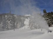 Snowmaking equipment is one of the techniques Mount Hood Meadows in Oregon used to finally open for skiing this week.