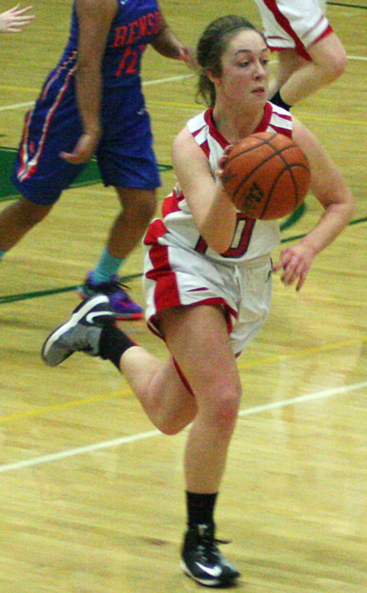 Teague Schroeder scored 15 of her team-leading 17 points in the fourth quarter to help the Camas girls beat Benson Tech 56-39 Monday, in the Holiday Hoops finale at Evergreen High School.