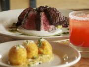 Grilled Hangar steak and polenta croquettes at Three Sixty Kitchen and Bar Feb.