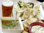 Artichoke Spinach Dip, New Mexico Green Chili, Panini Grilled Chicken Caesar Salad.