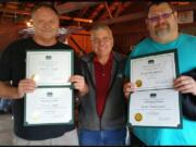 Woodland: Woodland Mayor Grover Laseke, center, with Dennis Ripp, left, who was named 2015 Employee of the Year, and Brad Hammons, right, who was named 2015 Volunteer of the Year.