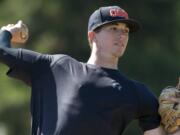 Clark College starting pitcher Travis Eckert has thrown five complete-game shutouts this season.