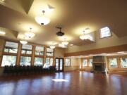 The banquet hall, right, seats up to 150 people.